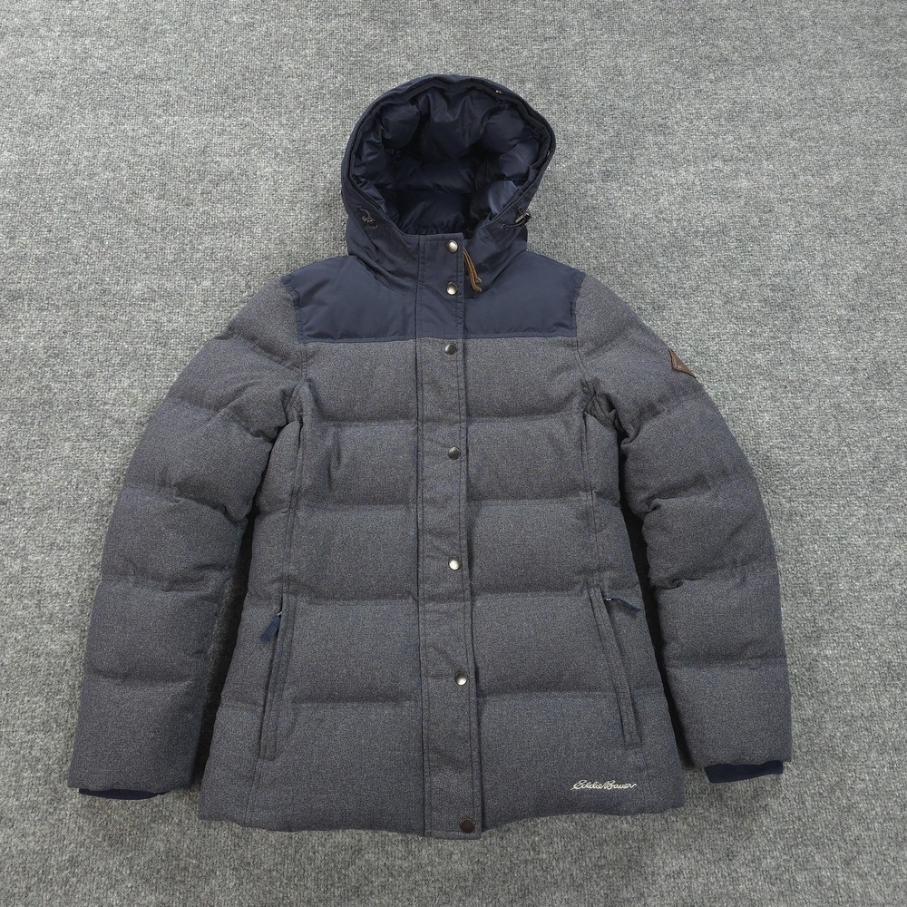Eddie Bauer Jacket Womens M Grey Noble Down Puffer Quilted Winter Outdoors
